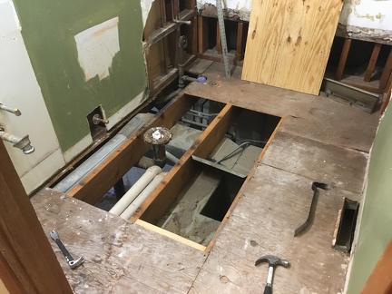 Rotten Bathroom Subfloor Removed
